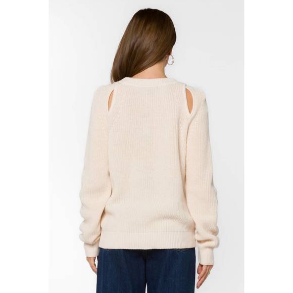 NEW VELVET HEART roya cutout sweater in natural - Picture 2 of 2